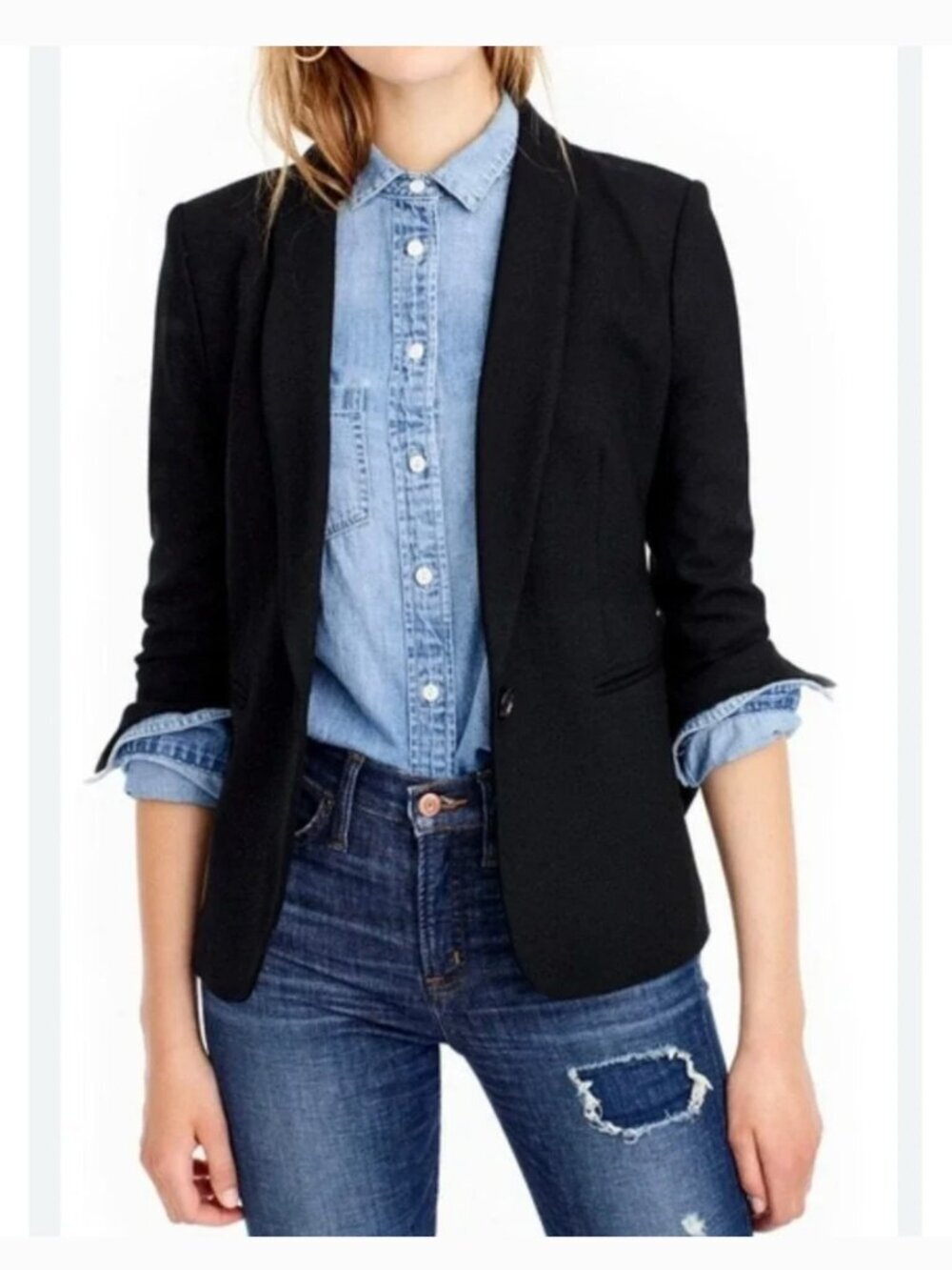 J. Crew Parke Black Women's Single-Button Tailored Blazer